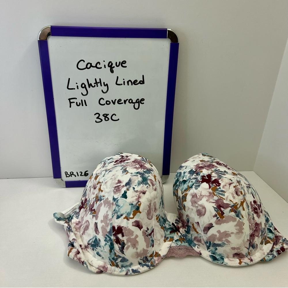 Cacique Lane Bryant Lightly Lined Full Coverage Floral Underwire Bra 38C - Picture 13 of 15